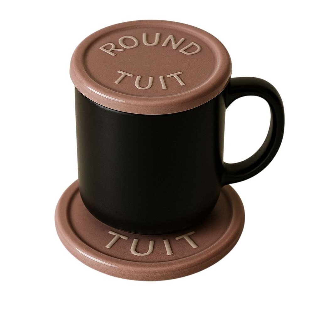 Fiestaware Fiesta CERAMIC Round Tuit Coaster Dish Plate Rose Pink MUG CUP COVER